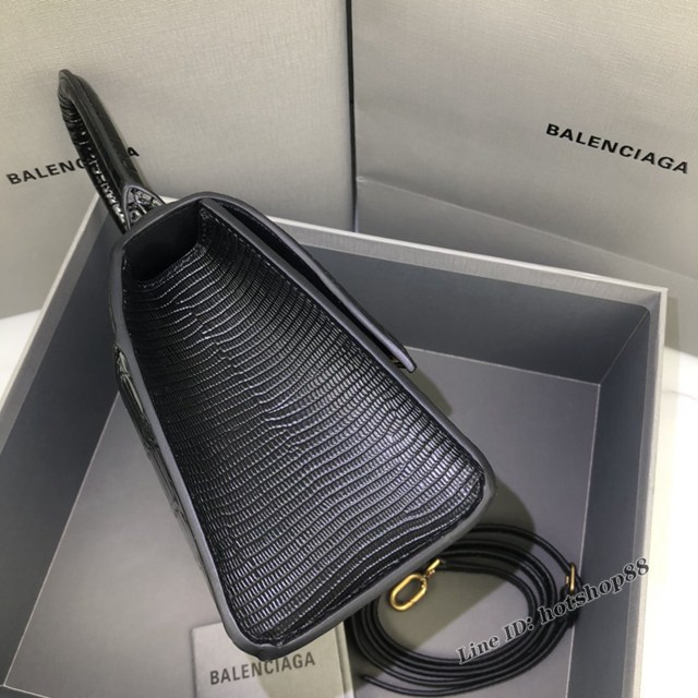 Balenciaga專櫃爆款黑色三拼全皮手提包 巴黎世家三拼沙漏包 fyj1524